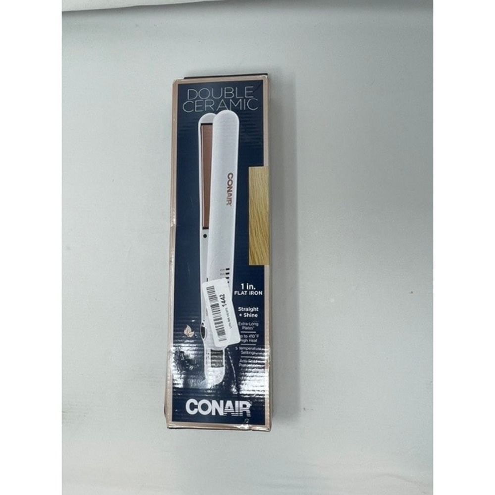 Conair Double Ceramic 1 inch Flat Iron White Rose Gold CS221N Straightener